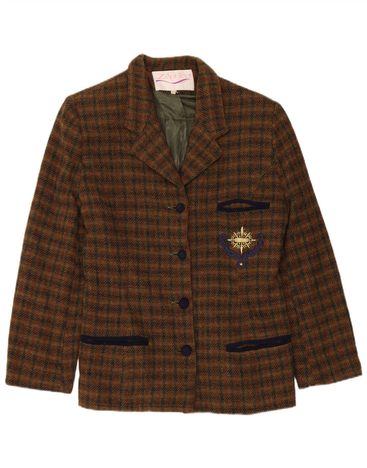 Jaqueta blazer feminina VINTAGE com 4 botões IT 46 grande xadrez marrom