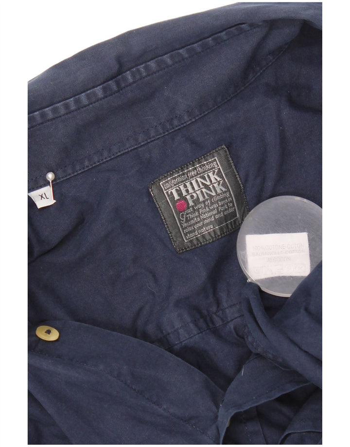 Camisa masculina Think Pink XL azul marinho algodão