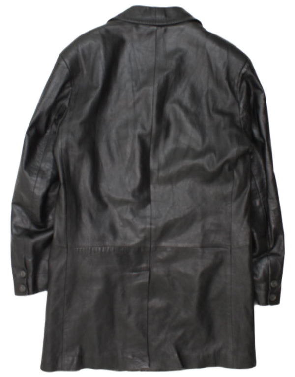 Casaco de couro masculino vintage IT 50 grande couro preto