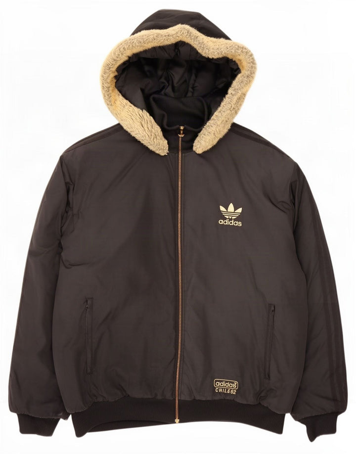 Jaqueta acolchoada com capuz masculina Adidas UK 42 XL poliéster preto