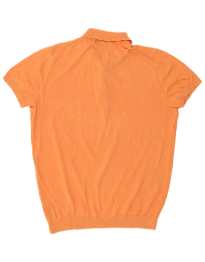 Camisa polo masculina Massimo Dutti pequena laranja algodão