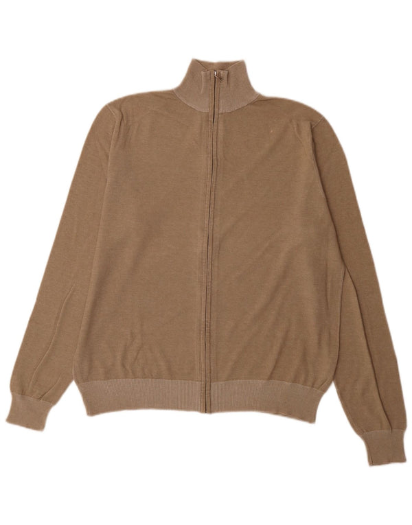 Suéter cardigã masculino Calvin Klein Jeans grande algodão bege