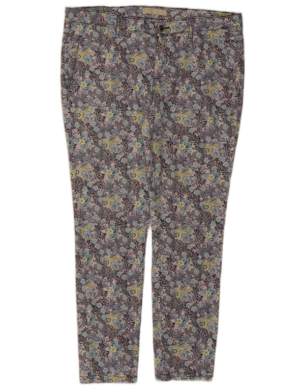 Zara Calça Chino Feminina Slim EU 42 Grande W32 L27 Multicolorido Floral