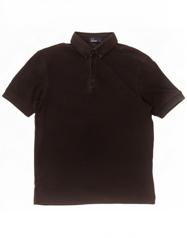Camisa polo masculina Fred Perry de algodão preto médio
