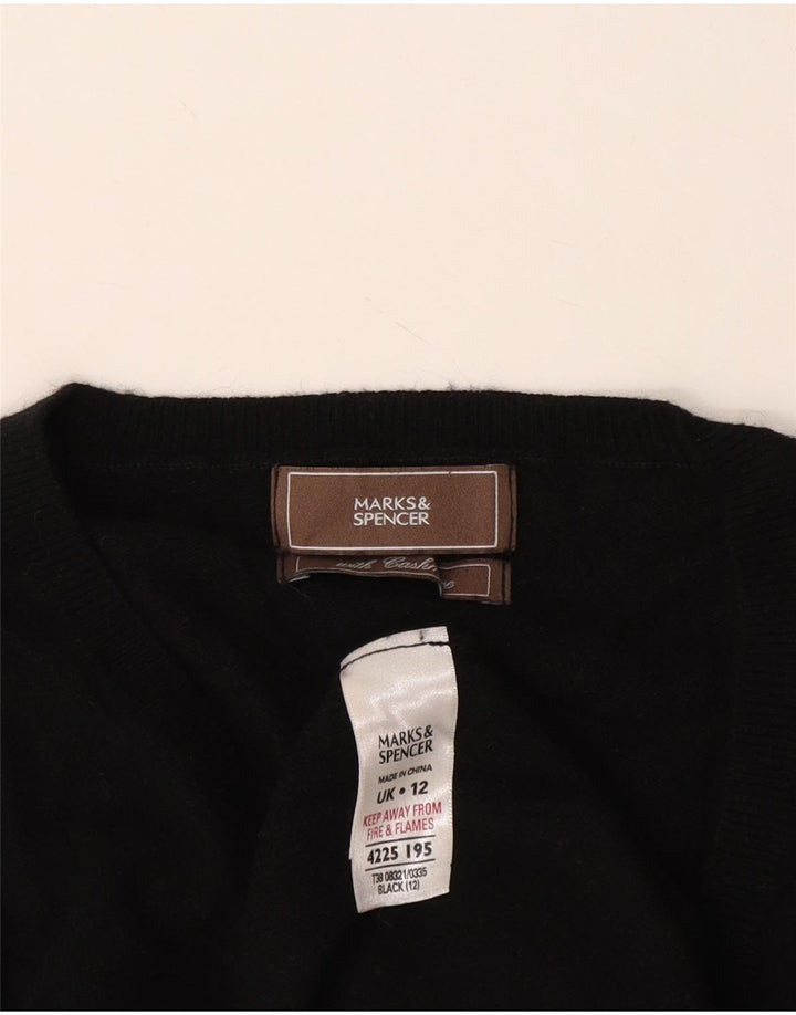 Suéter feminino Marks & Spencer com decote em V Reino Unido 12 viscose preta média
