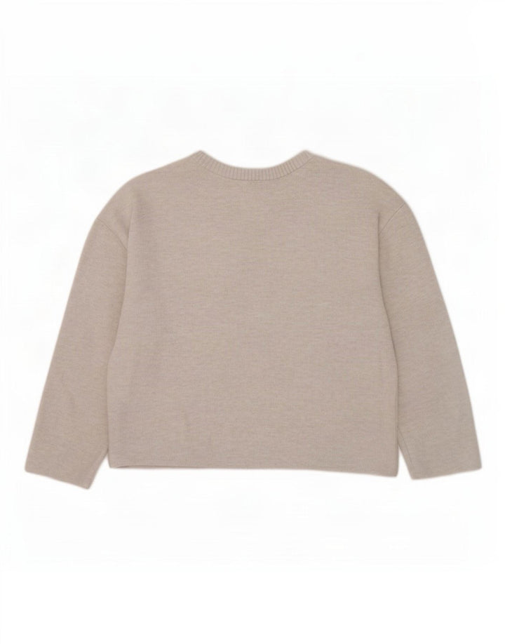 Blusa feminina Zara com ajuste solto Top UK 14 poliéster bege médio