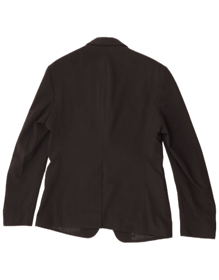 Jaqueta blazer masculina Zara com 2 botões EU 48 poliéster preto médio