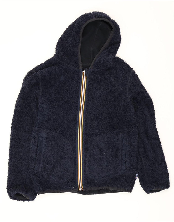 Jaqueta masculina de lã reversível com capuz K-Way Reino Unido 40 grande poliéster azul marinho