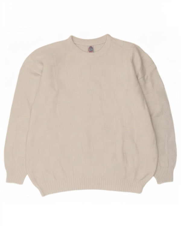 Suéter vintage masculino com gola redonda XL branco