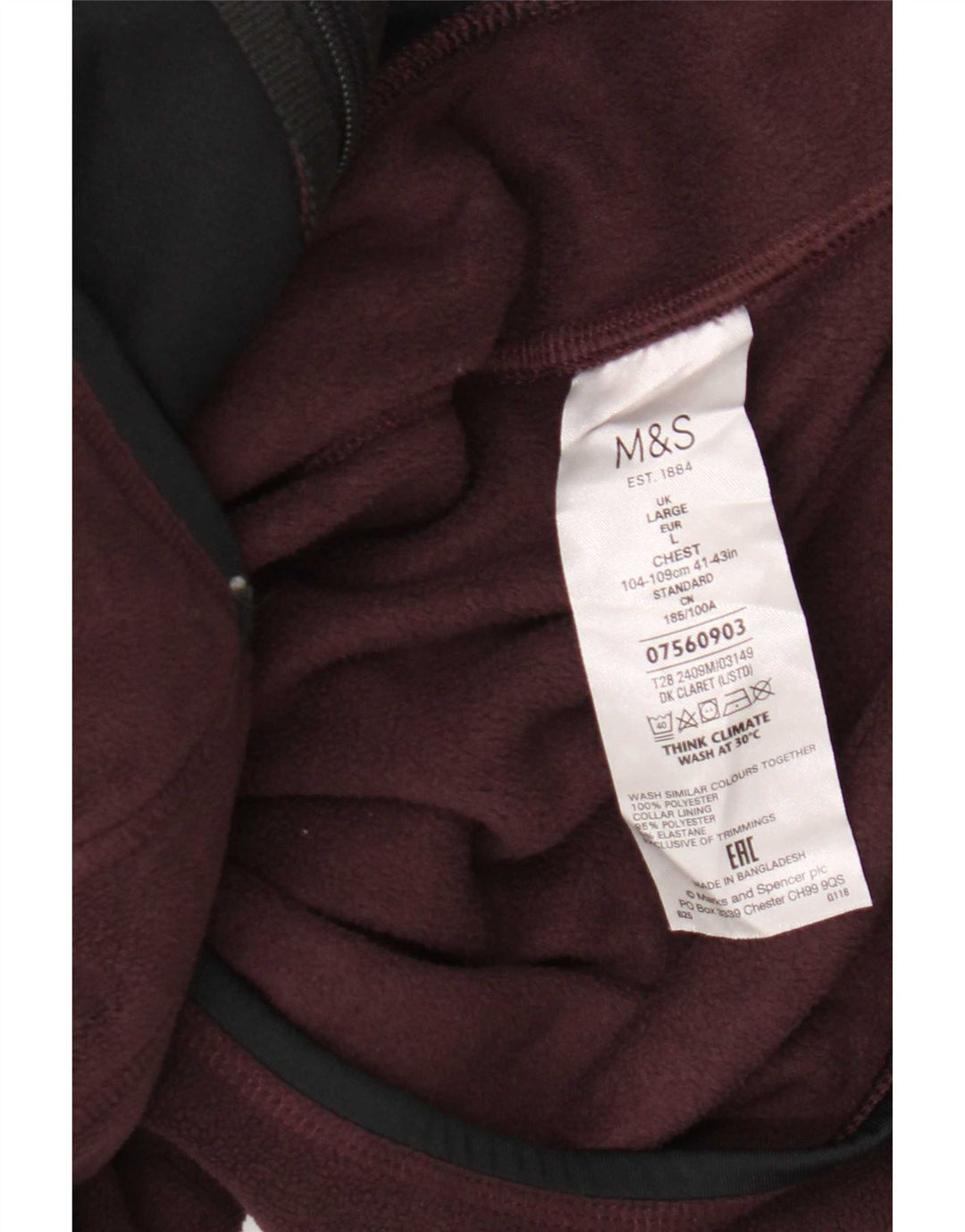 Jaqueta de lã masculina Marks & Spencer UK 40 grande poliéster cor de vinho