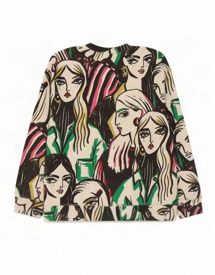 Zara moletom gráfico feminino jumper UK 14 médio multicolorido