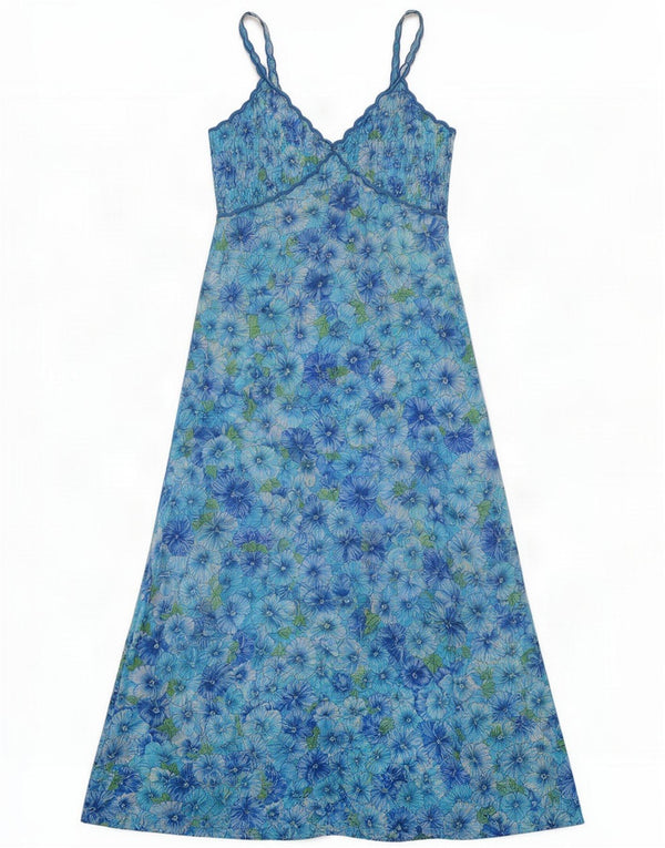 Vintage Womens Maxi Slip Dress IT 48 XL Azul Floral
