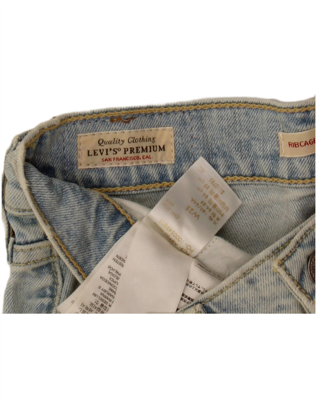 Bermuda jeans feminina Levi's Ribcage W25 XS azul algodão