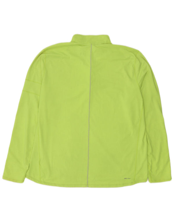 Nike Mens Dri Fit Zip Neck Pulôver Treino Top 2XL Verde Poliéster