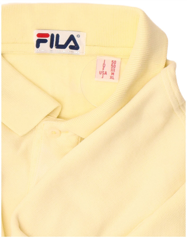 Camisa polo masculina Fila manga comprida IT 50 algodão amarelo médio