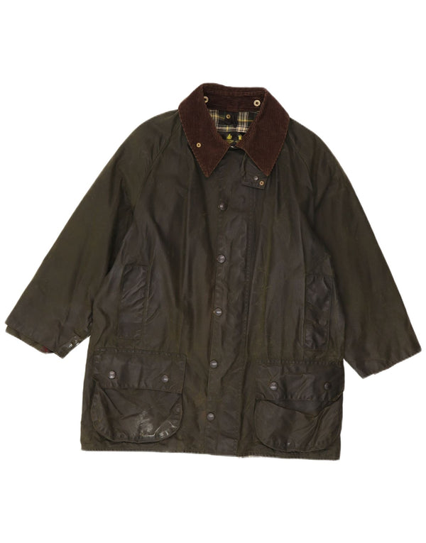 Jaqueta masculina Barbour Beaufort encerada Reino Unido 40 grande bloco colorido cáqui