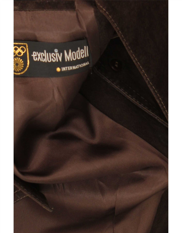 Jaqueta masculina vintage de camurça UK 38 marrom médio