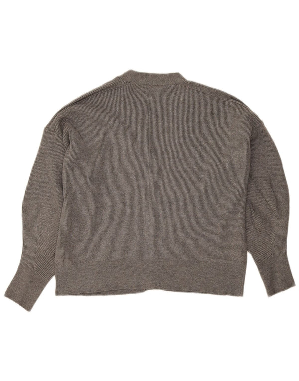 Suéter feminino Zara com corte solto e cardigan UK 14 viscose cinza médio