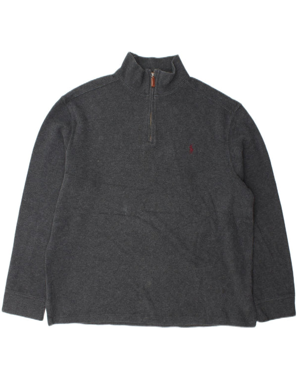 Suéter masculino Polo Ralph Lauren com zíper e gola XL algodão cinza