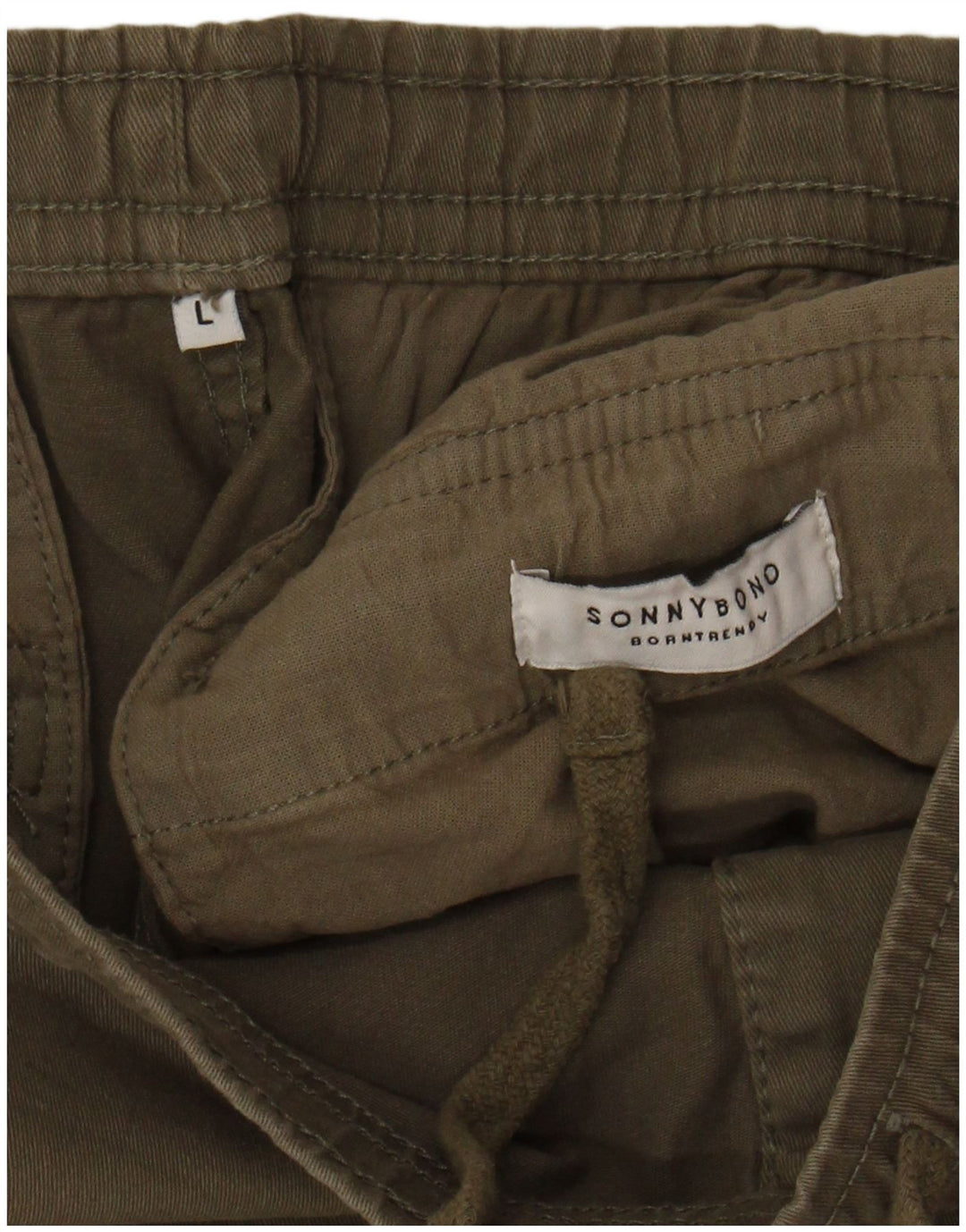 SONNY BONO Shorts cargo masculino grande W34 algodão verde