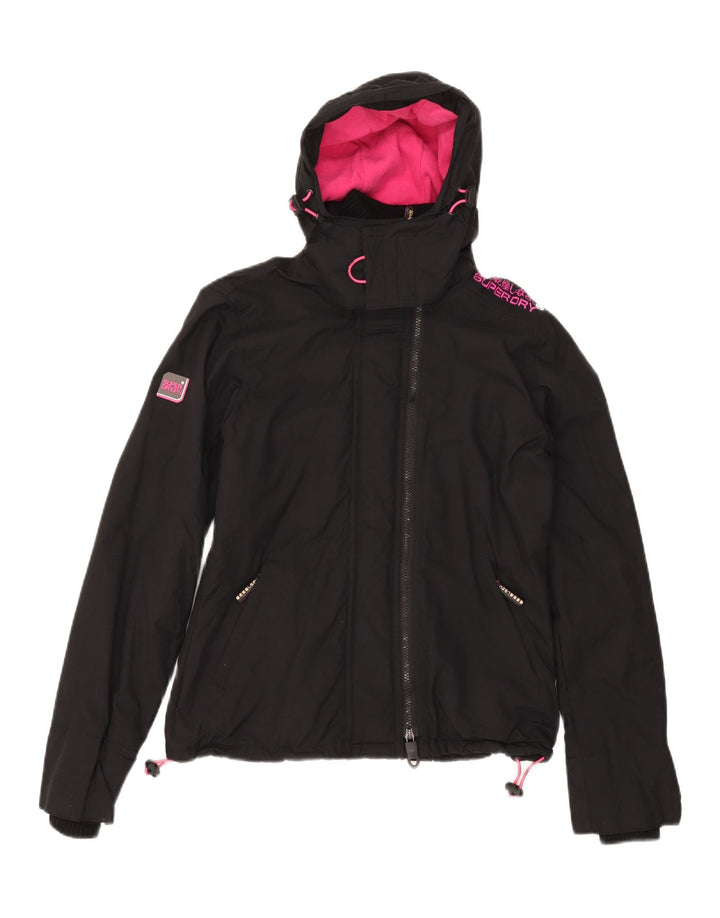 Jaqueta corta-vento feminina Superdry com capuz e blusão UK 14 médio preto