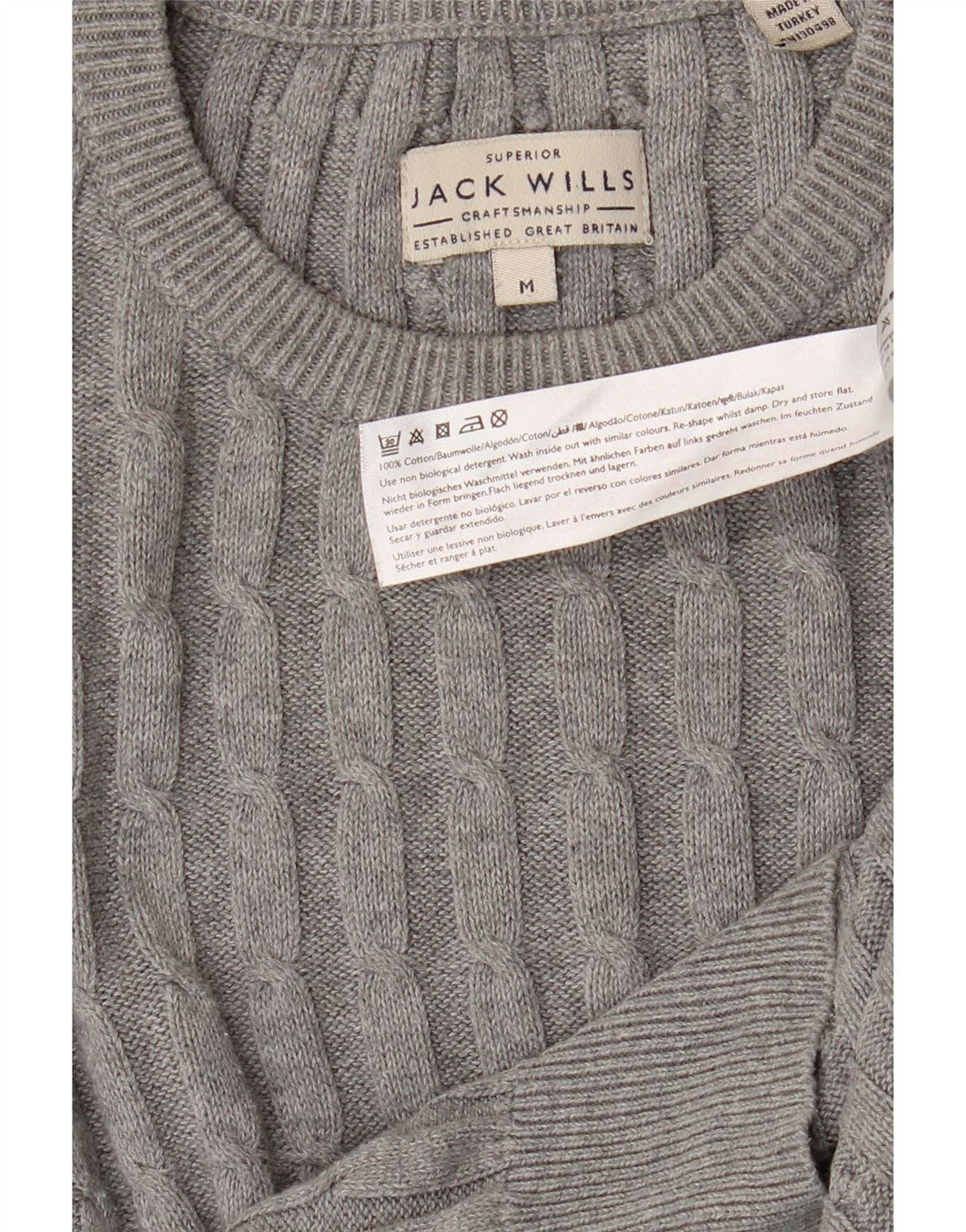 Suéter masculino Jack Wills com gola redonda e algodão cinza médio