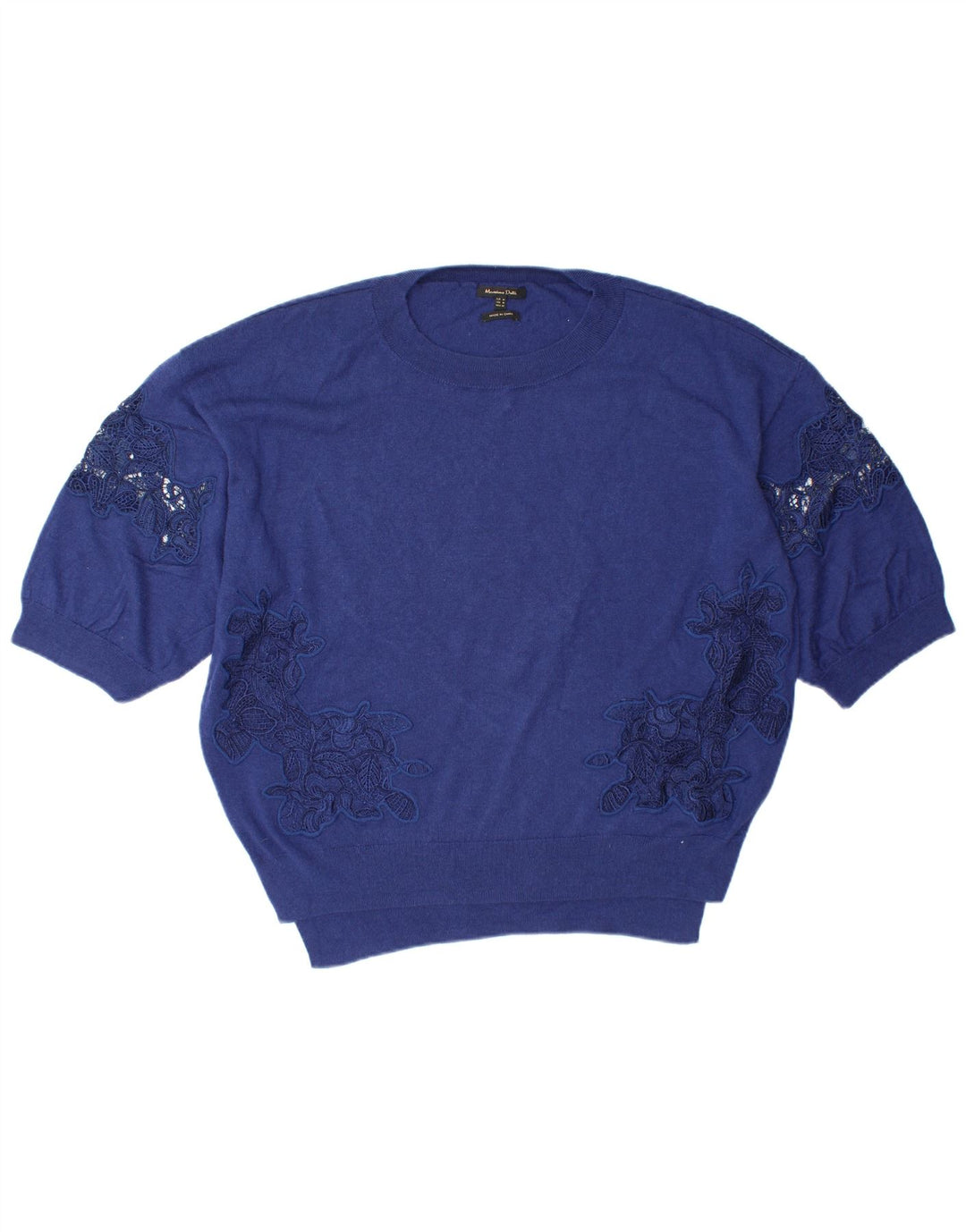 Suéter feminino MASSIMO DUTTI com gola redonda grande Reino Unido 14 azul médio