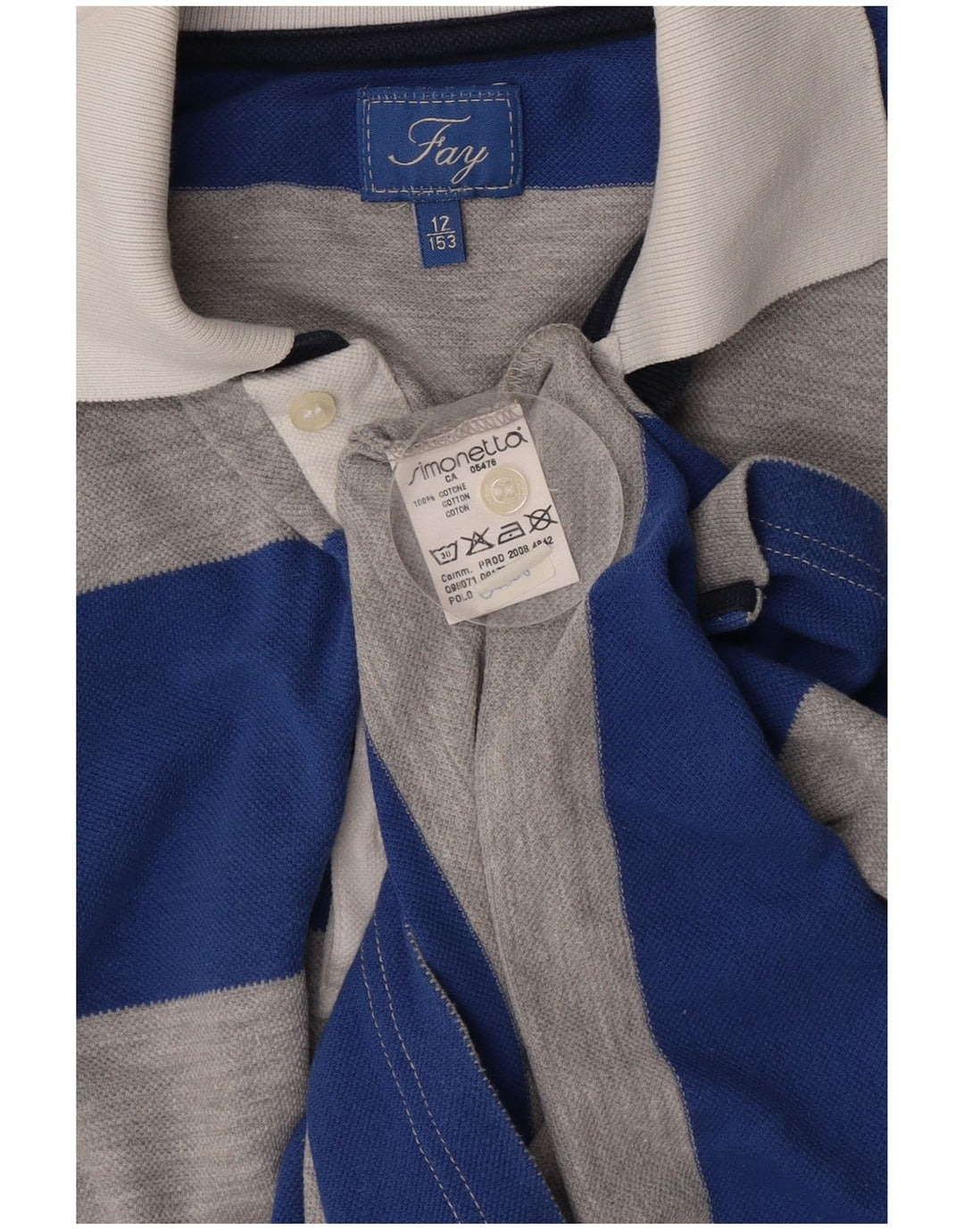 Polo Fay Boys 11-12 Anos Azul Listrado Algodão