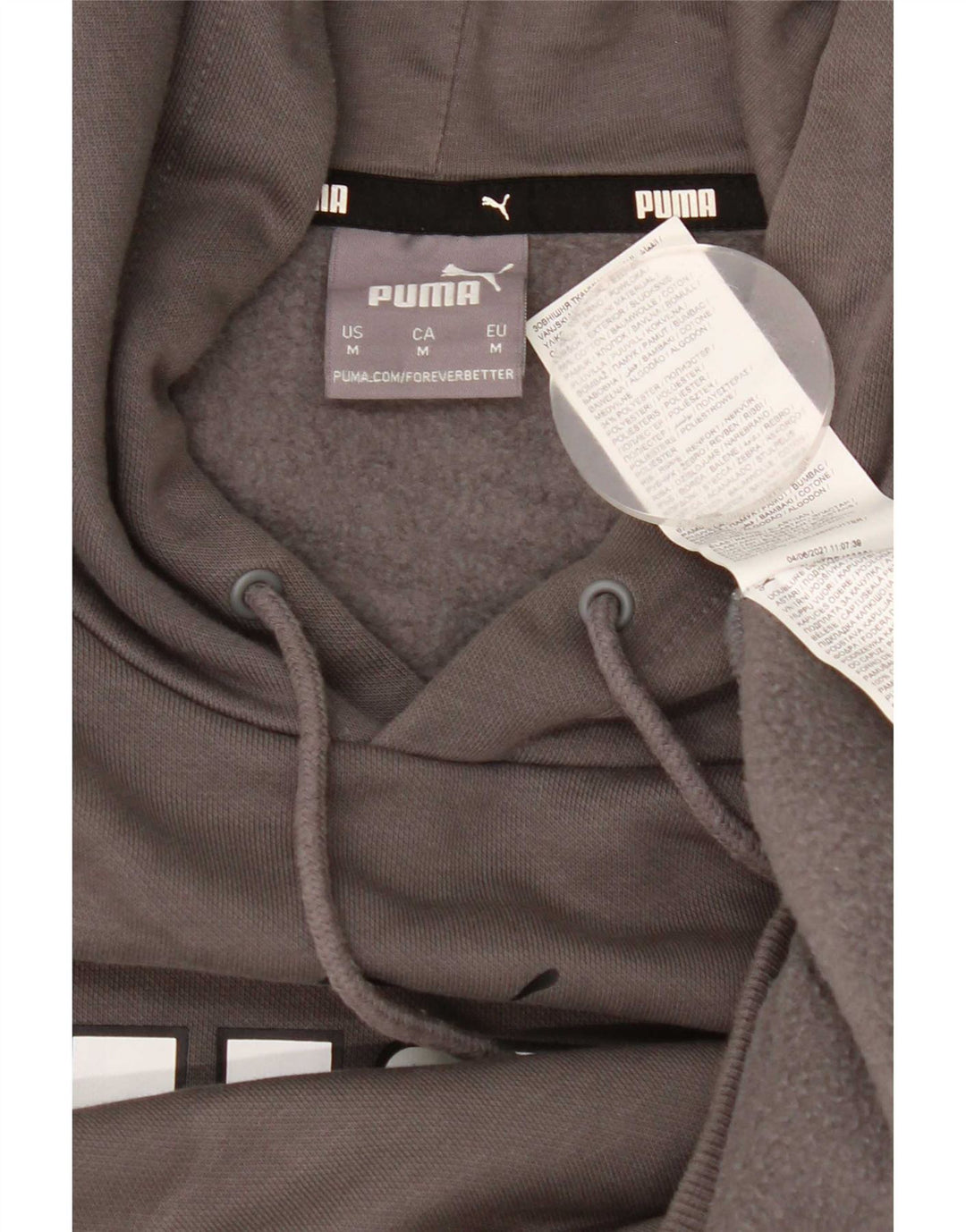 Puma Mens Graphic Hoodie Jumper Médio Algodão Cinza