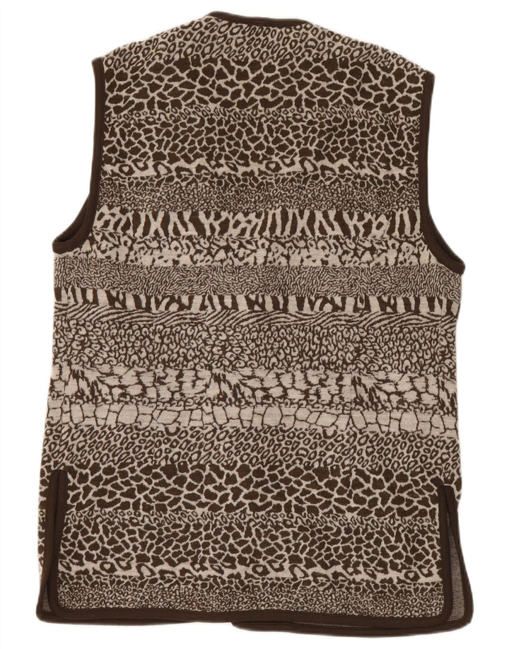 Colete feminino Pierre Cardin IT 44 lã com estampa animal marrom médio
