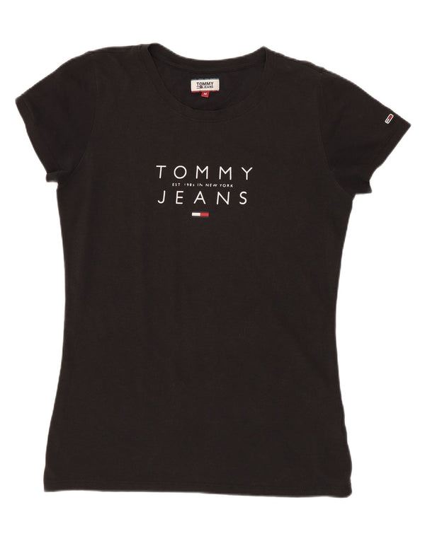 Tommy Hilfiger Camiseta feminina gráfica Top UK 12 Médio Preto
