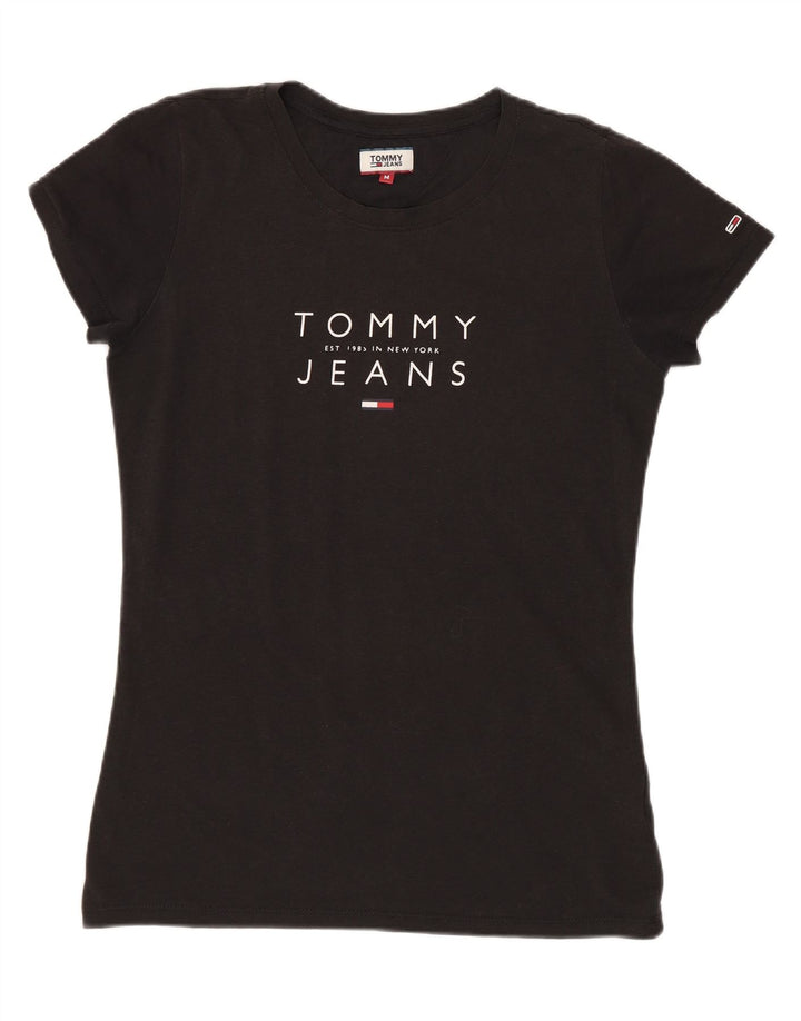 Tommy Hilfiger Camiseta feminina gráfica Top UK 12 Médio Preto