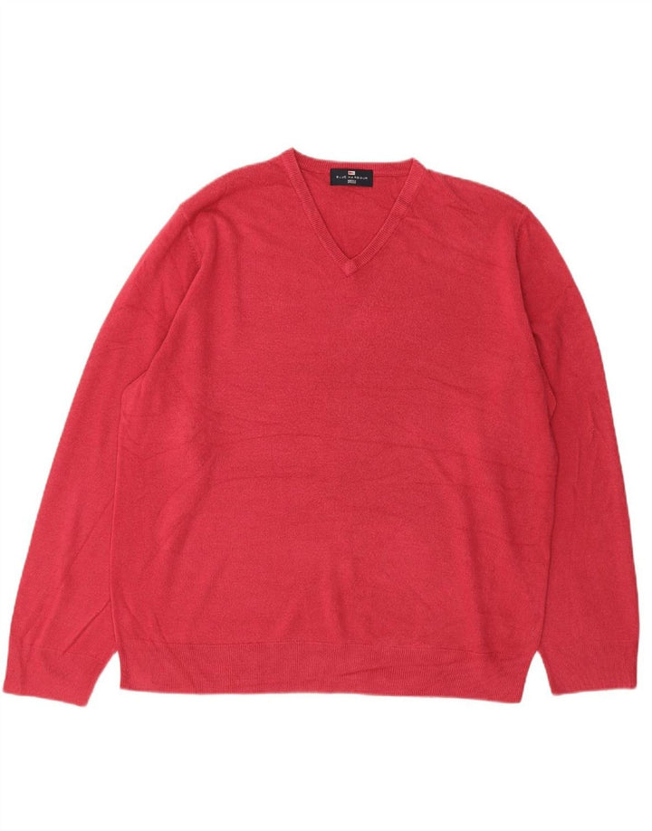 Suéter masculino MARKS & SPENCER Blue Harbor com decote em V XL rosa acrílico