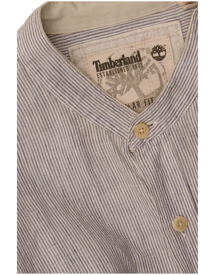 Camisa masculina TIMBERLAND Regular Fit grande linho listrado azul