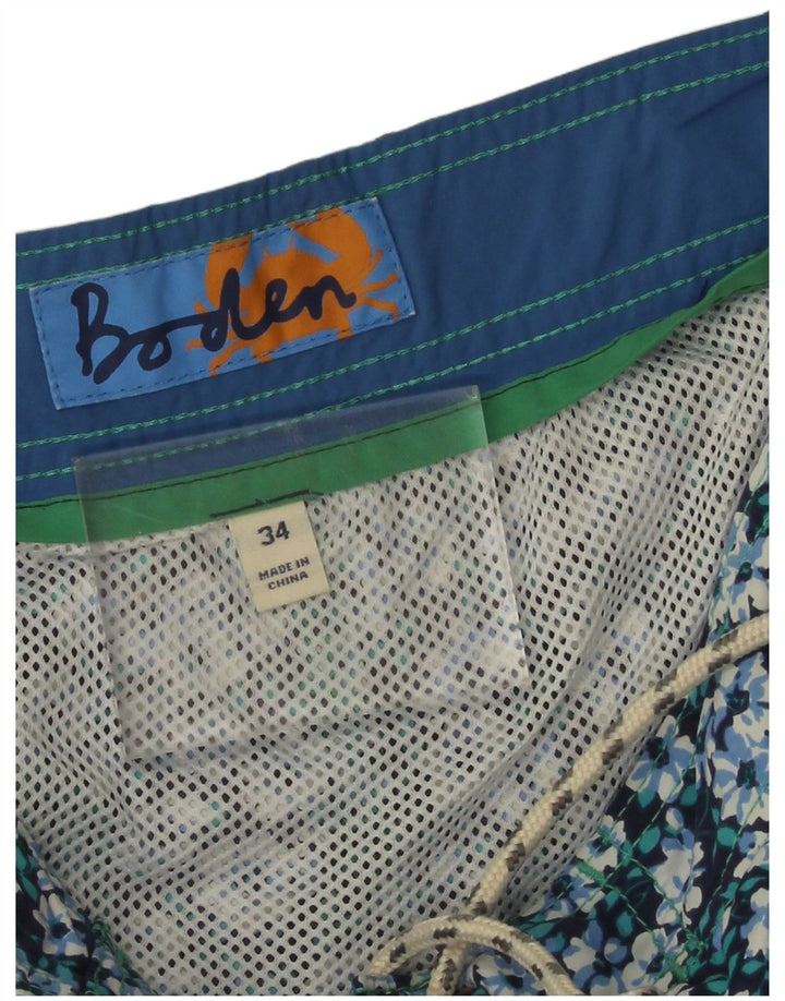 Boden Mens Natação Shorts Grande Azul Floral Nylon