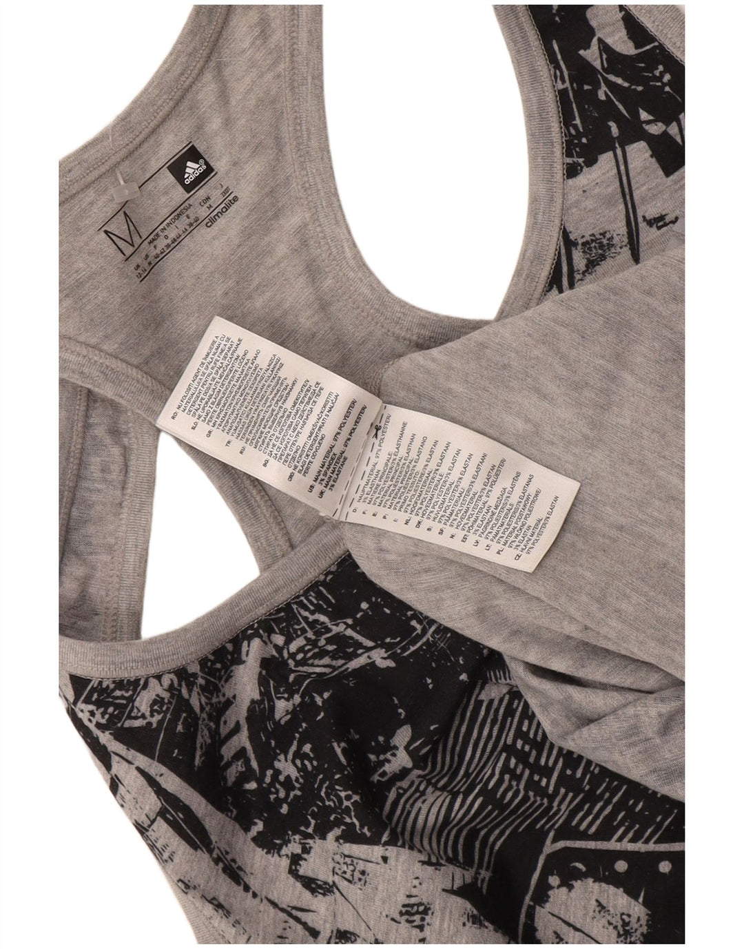 Adidas Womens Climalite Graphic Vest Top UK 12/14 Médio Cinza Geométrico
