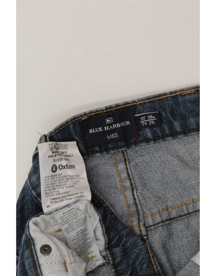 Calça jeans reta masculina Marks & Spencer Blue Harbor W38 L27 algodão azul