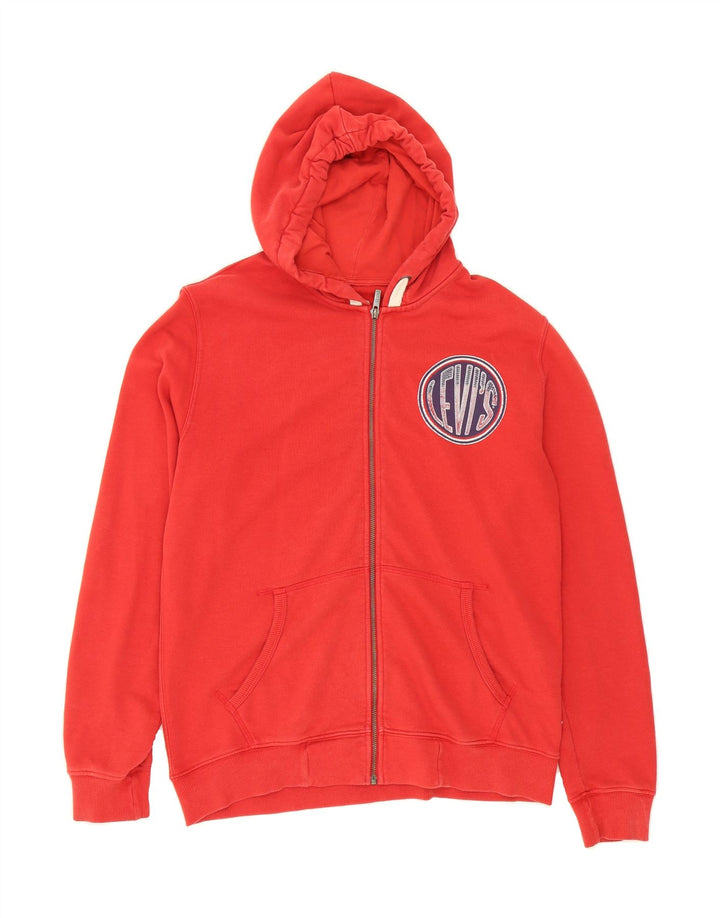 LEVI'S Boys Graphic Zip Hoodie Sweater 15-16 Years Red Cotton Vintage Levi's and Second-Hand Levi's from Messina Hembry 
