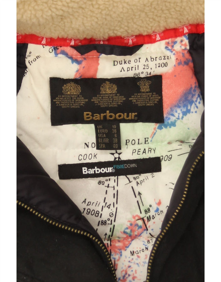 Casaco feminino acolchoado com capuz e capuz Barbour UK 10 pequeno preto