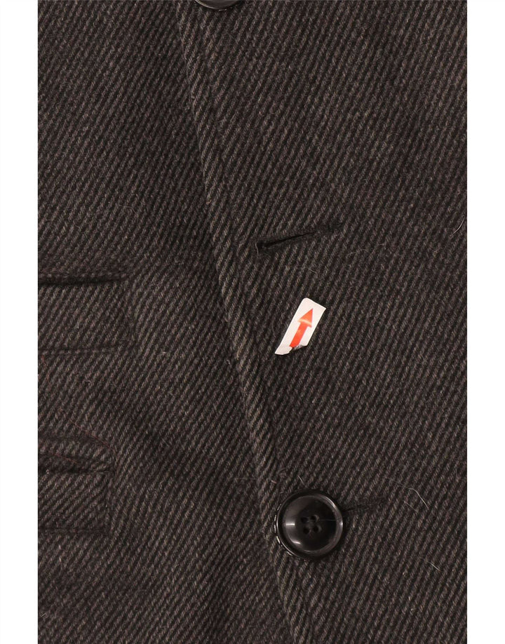 Superdry Mens Pea Coat UK 40 Grande Lã Cinza