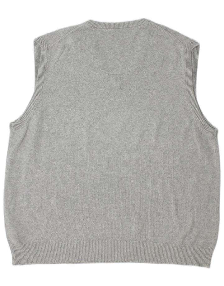 Regata masculina Marks & Spencer Blue Harbor Vest grande algodão cinza