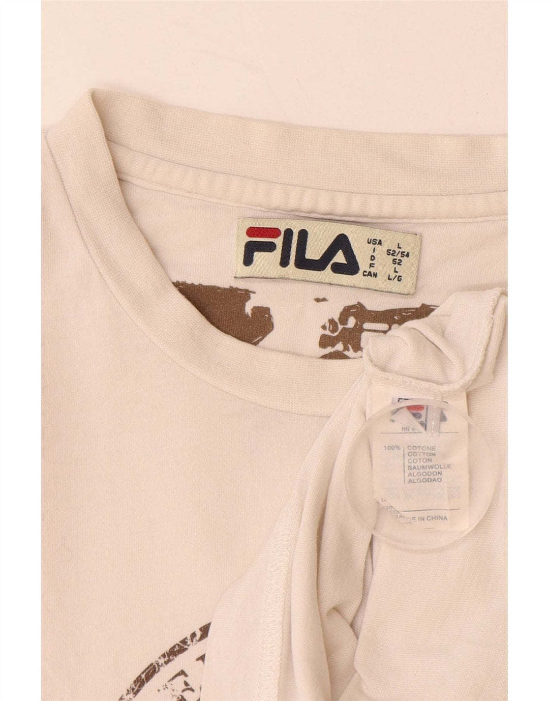 Camiseta masculina gráfica FILA Top grande de algodão branco