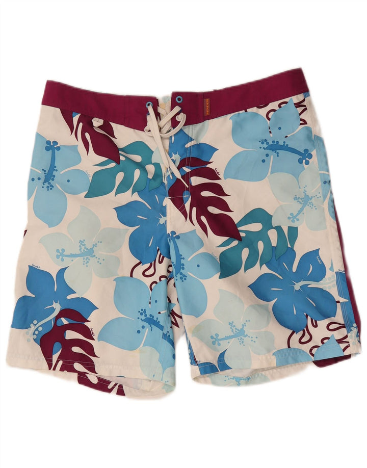 Shorts de natação masculino Sundek grande poliéster floral branco