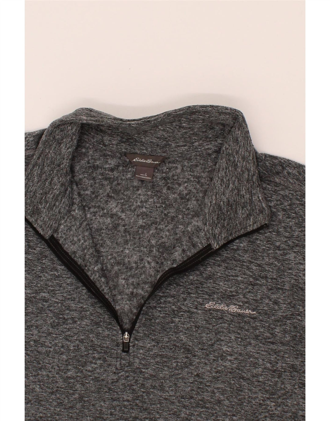 EDDIE BAUER Mens Zip Neck Fleece Jumper Large Grey Polyester Vintage Eddie Bauer and Second-Hand Eddie Bauer from Messina Hembry 