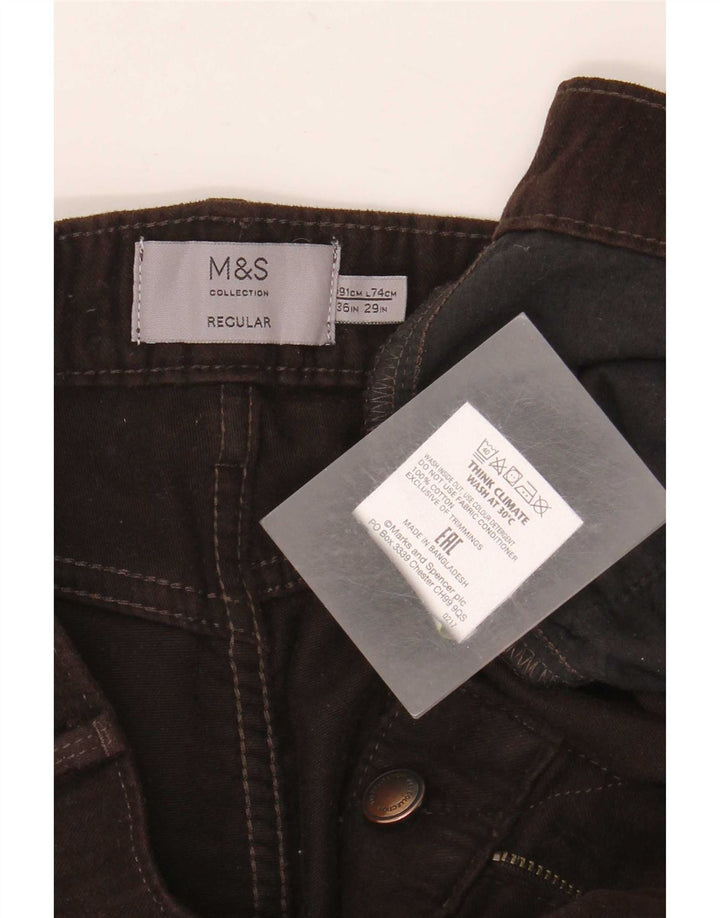 Jeans Marks & Spencer masculino regular fit reto W36 L29 algodão marrom