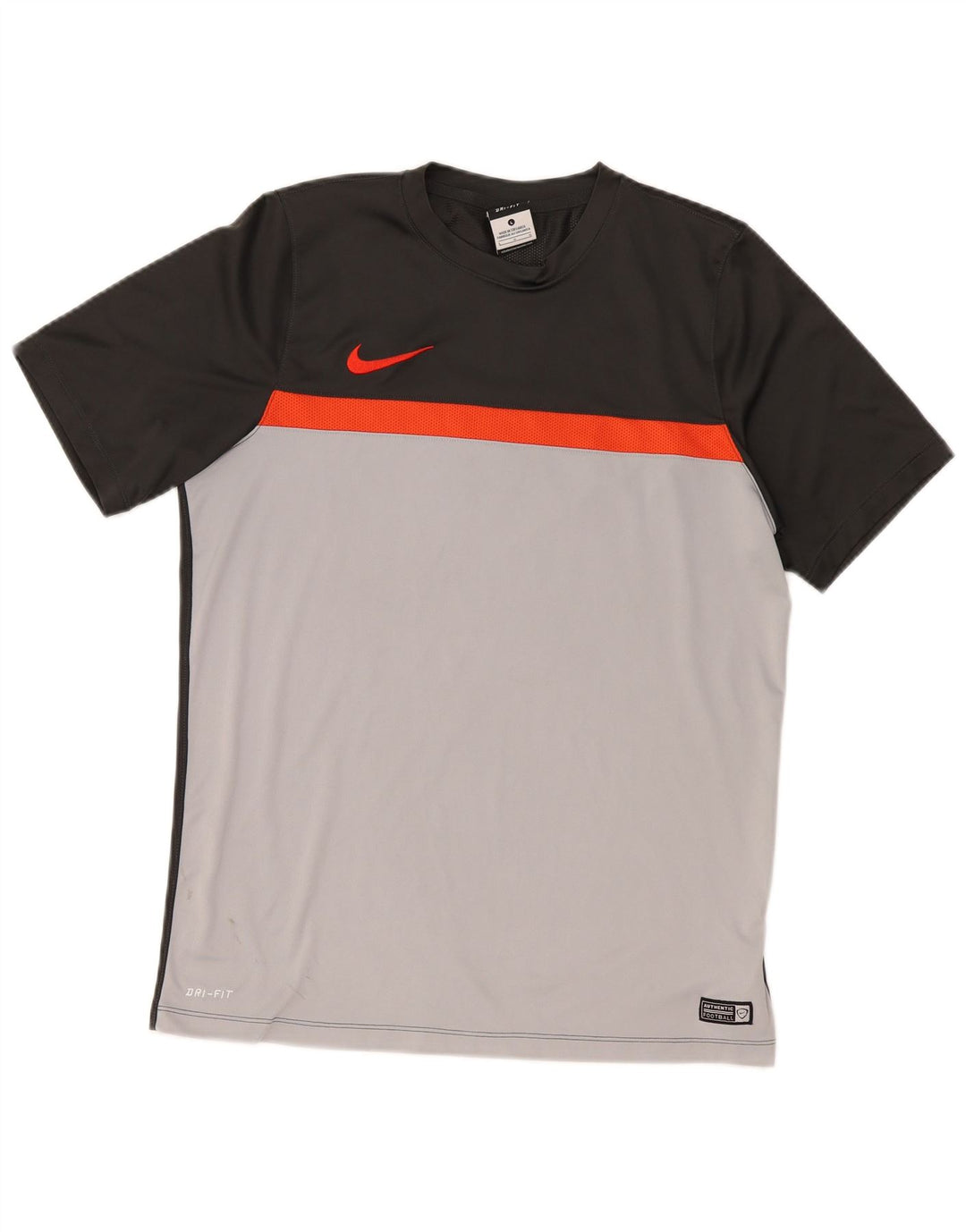 Camiseta masculina Nike Dri Fit Top grande cinza colorblock poliéster