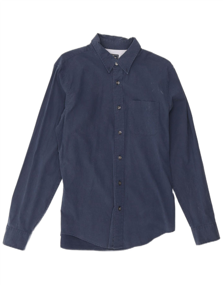 Camisa masculina Abercrombie & Fitch de algodão azul marinho médio