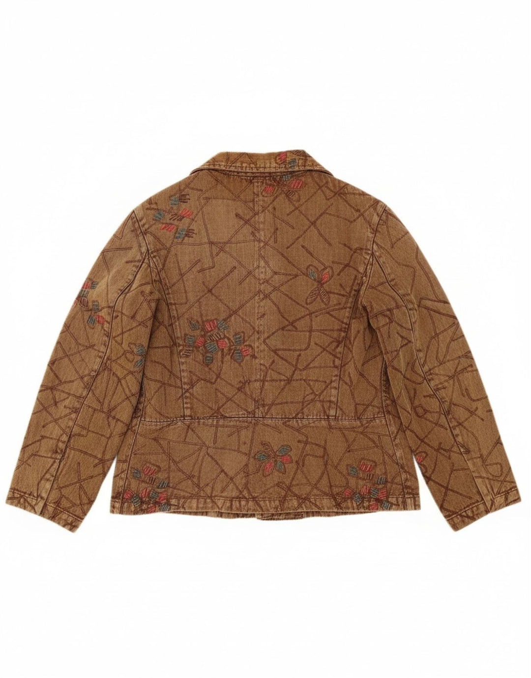 Jaqueta bomber feminina vintage Reino Unido 16 grande algodão floral marrom