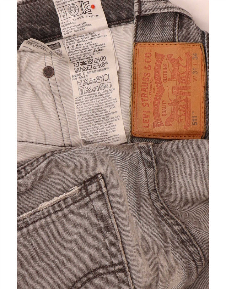 Calça Jeans Levis 511 Slim Masculina W31 L34 Cinza Algodão