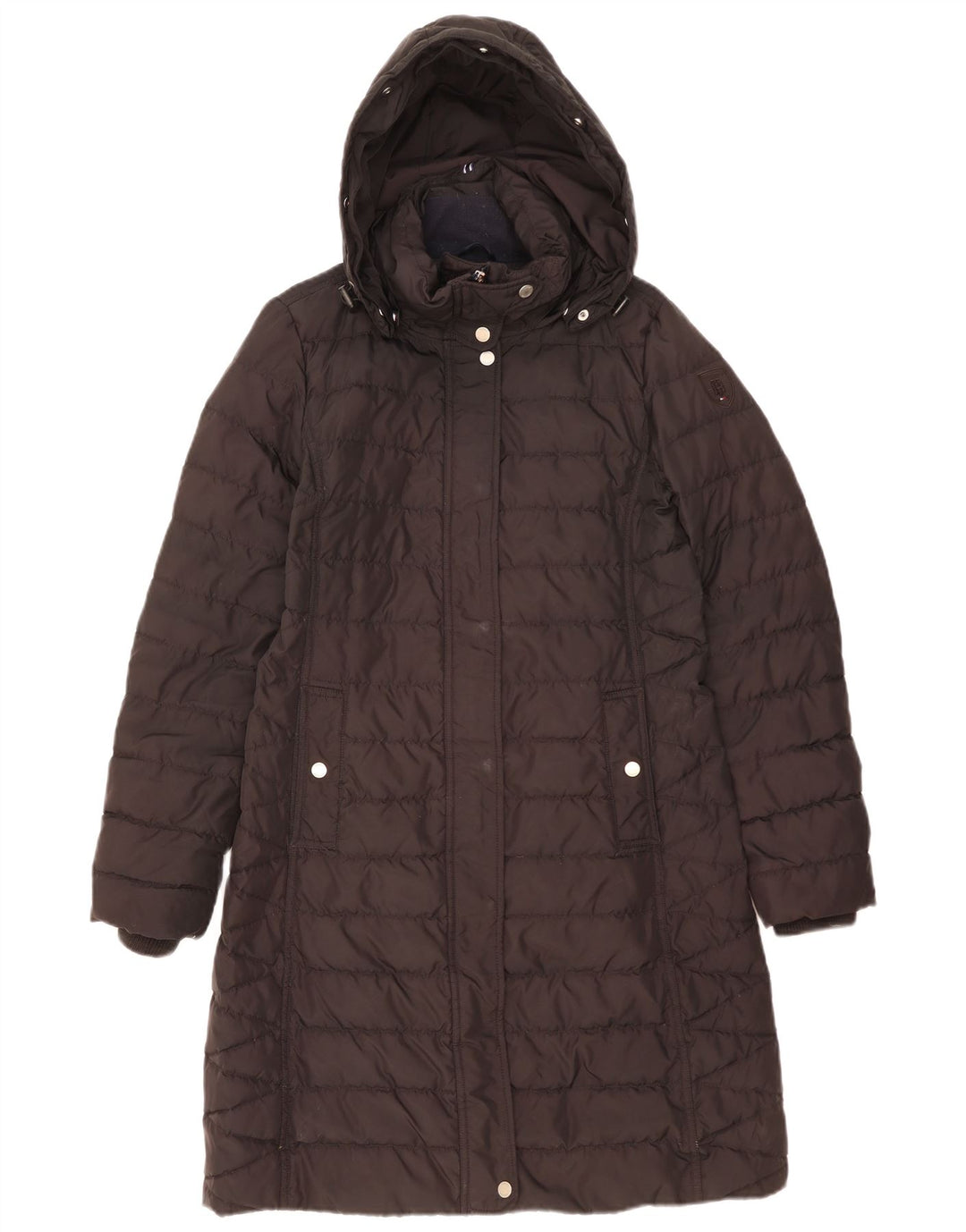 Casaco acolchoado com capuz feminino Tommy Hilfiger Reino Unido 16 pequeno poliéster preto